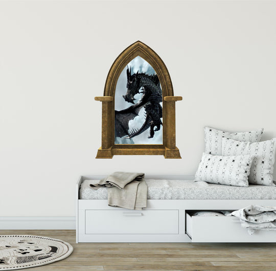 CastleScape Black Dragon 1 | Castle Window Wall Decal