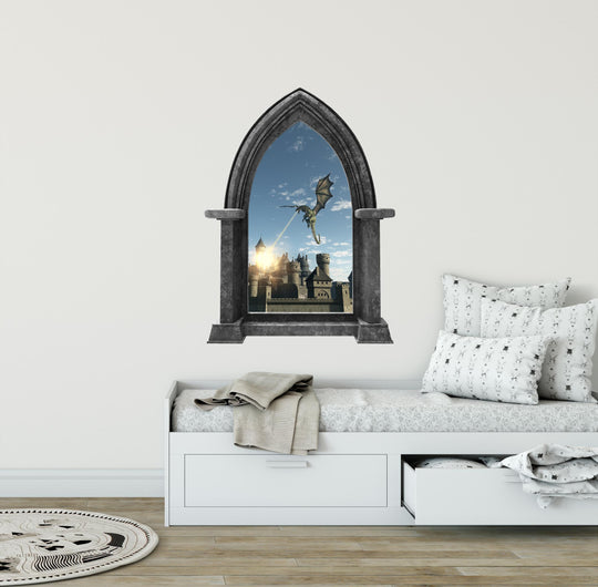 CastleScape Kingdom Under Fire 1 | Castle Window Wall Decal