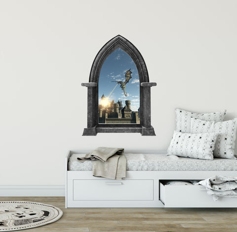 CastleScape Kingdom Under Fire 1 | Castle Window Wall Decal