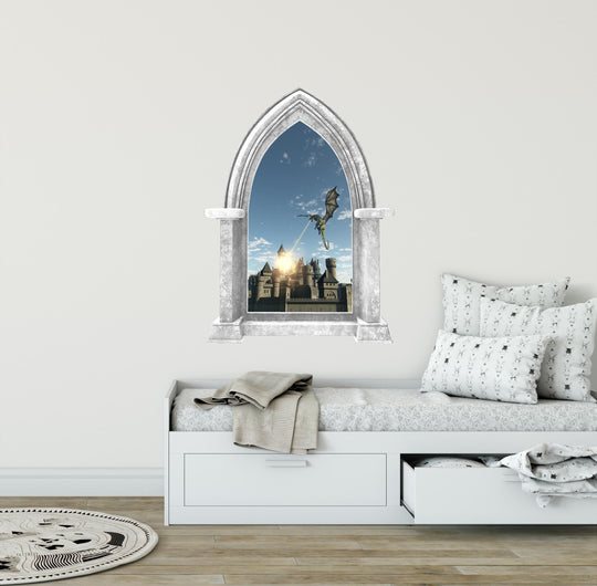 CastleScape Kingdom Under Fire 1 | Castle Window Wall Decal