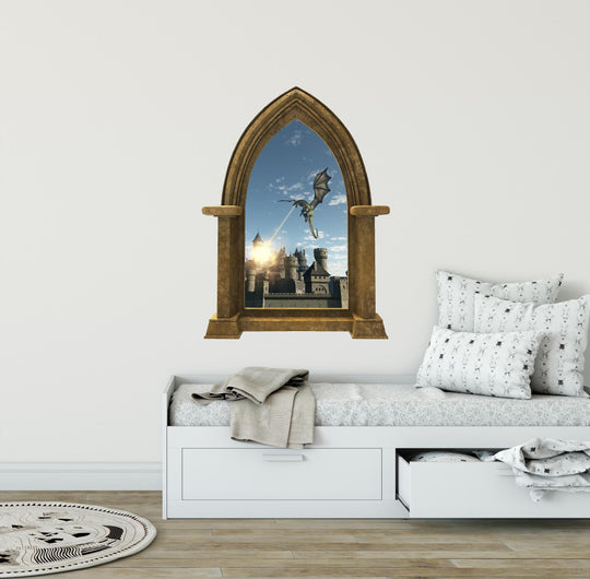 CastleScape Kingdom Under Fire 1 | Castle Window Wall Decal