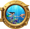PortScape Mermaid & Sea Turtle 1 | Ocean Porthole Window Wall Decal