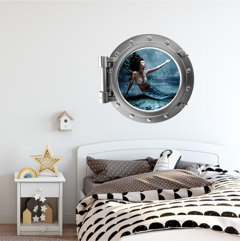 PortScape Mermaid 2 | Ocean Porthole Window Wall Decal