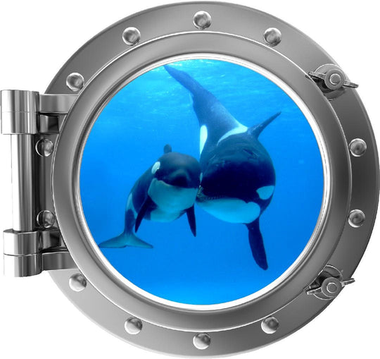 PortScape Killer Whale & Cub | Ocean Porthole Window Wall Decal