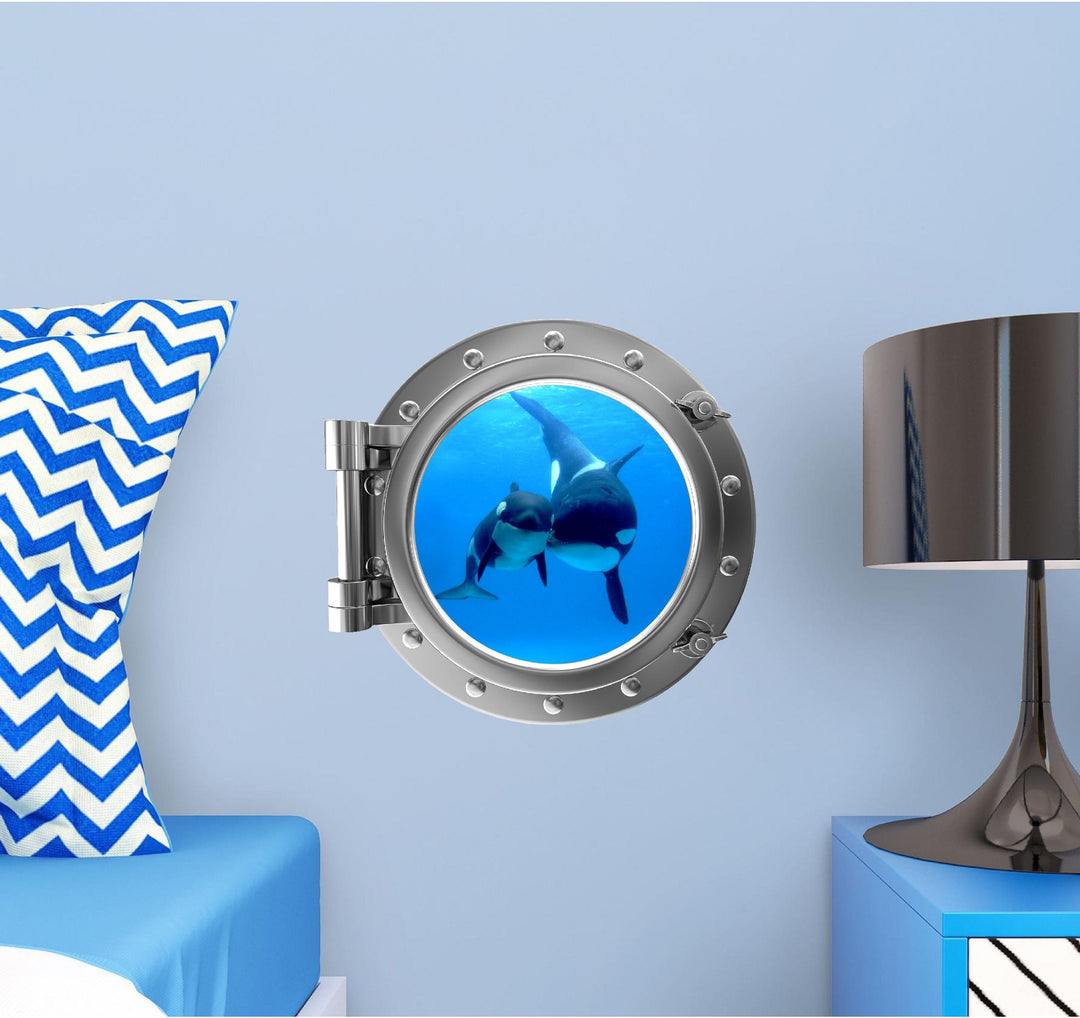 PortScape Killer Whale & Cub | Ocean Porthole Window Wall Decal