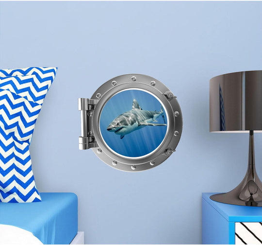 PortScape Shark 4 | Ocean Porthole Window Wall Decal