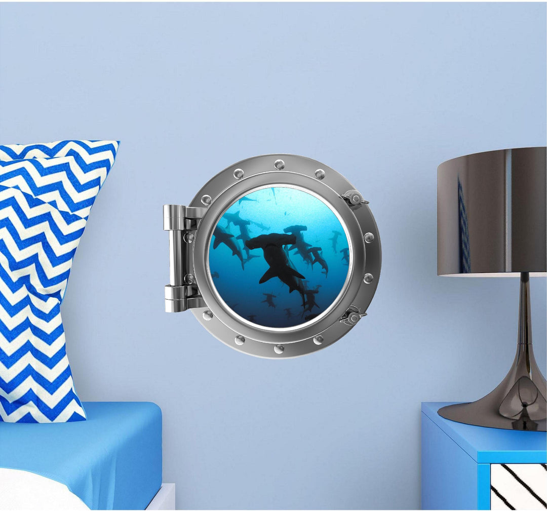 PortScape Shark 2 | Ocean Porthole Window Wall Decal