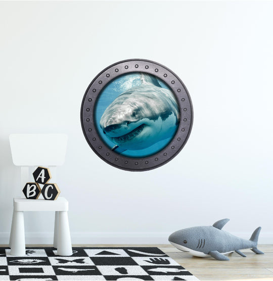 PortScape Shark 3 | Ocean Porthole Window Wall Decal