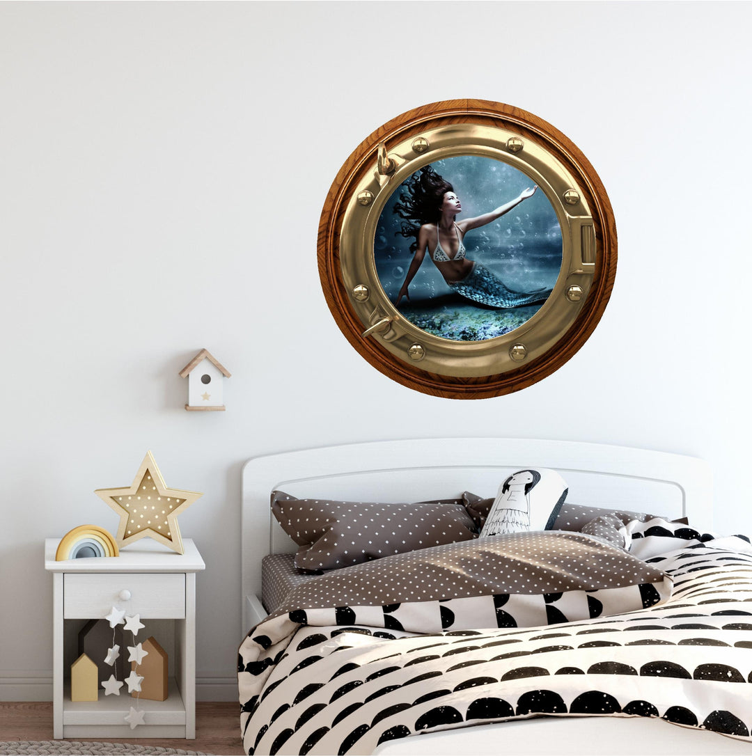 PortScape Mermaid 2 | Ocean Porthole Window Wall Decal