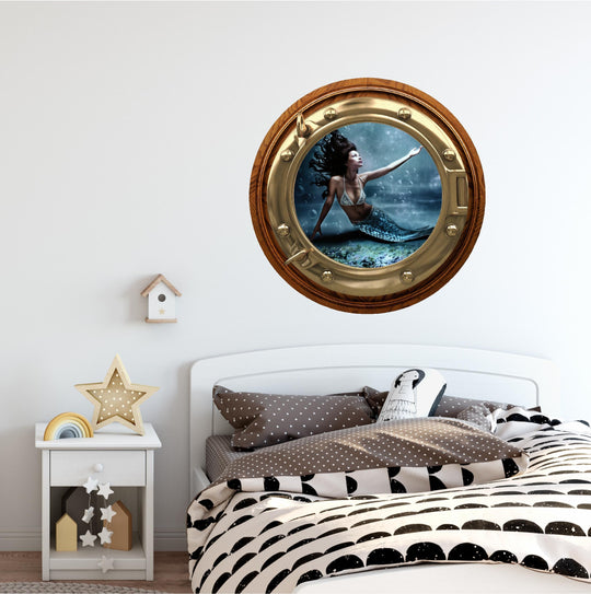PortScape Mermaid 2 | Ocean Porthole Window Wall Decal