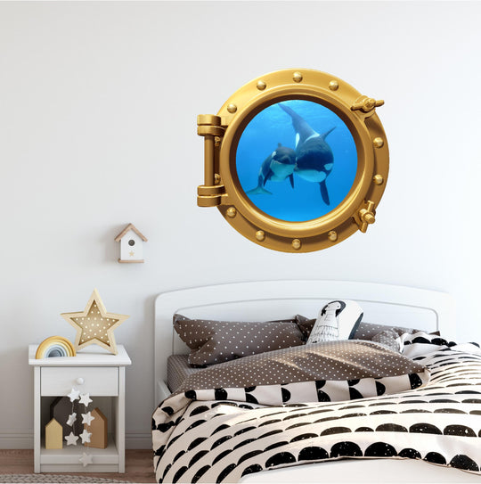 PortScape Killer Whale & Cub | Ocean Porthole Window Wall Decal