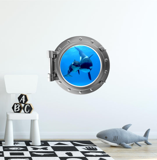 PortScape Killer Whale & Cub | Ocean Porthole Window Wall Decal