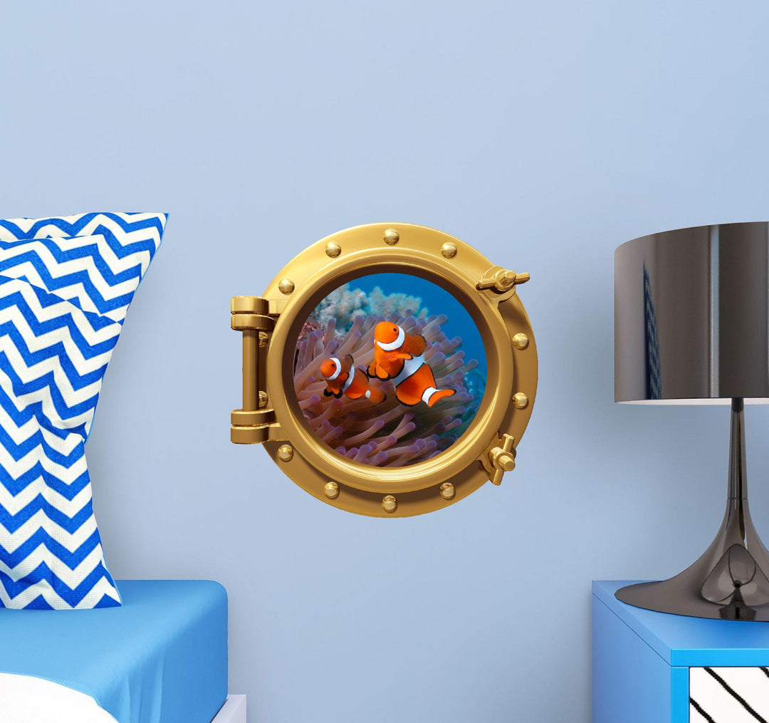 PortScape Clownfish | Ocean Porthole Window Wall Decal