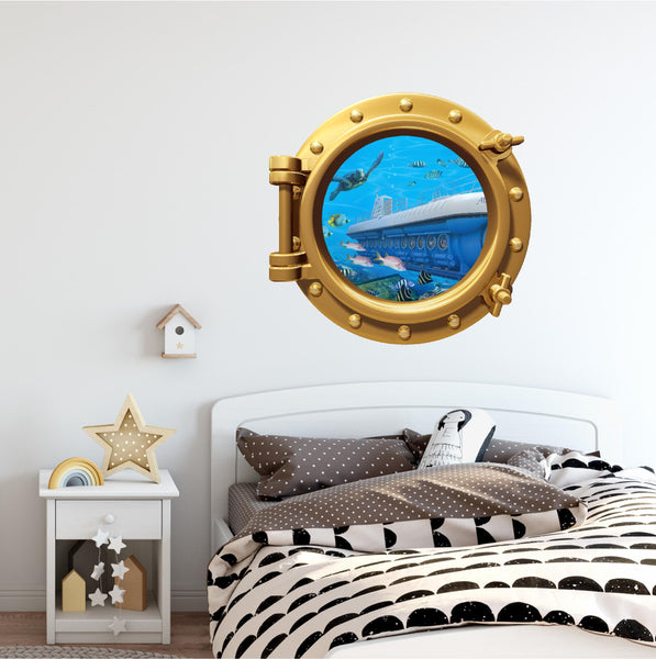 PortScape Submarine 3 | Ocean Porthole Window Wall Decal
