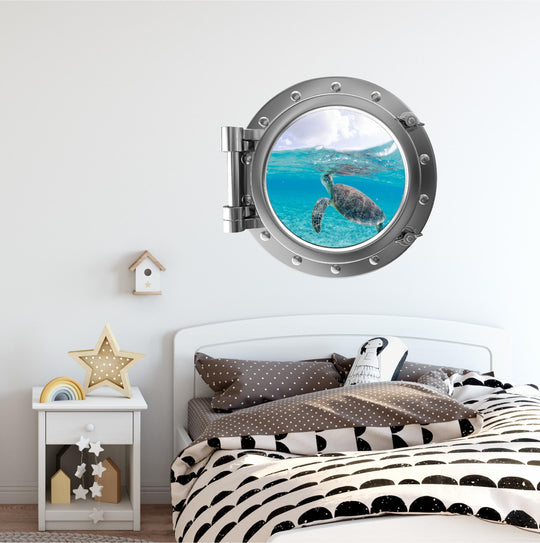 PortScape Baby Turtle 6 | Ocean Porthole Window Wall Decal