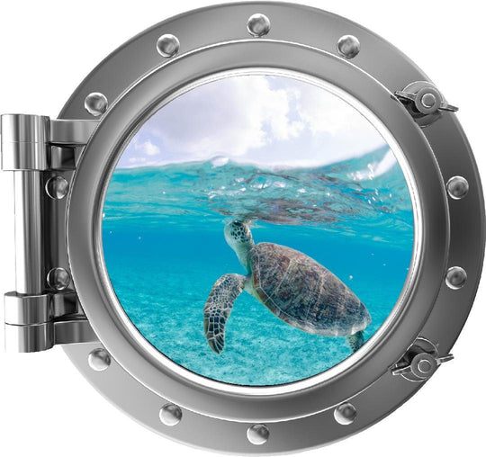 PortScape Baby Turtle 6 | Ocean Porthole Window Wall Decal