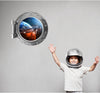 PortScape Spaceship Orbiting Planet 2 | Space Porthole Window Wall Decal