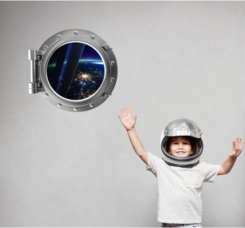 PortScape Earth From Satellite | Space Porthole Window Wall Decal