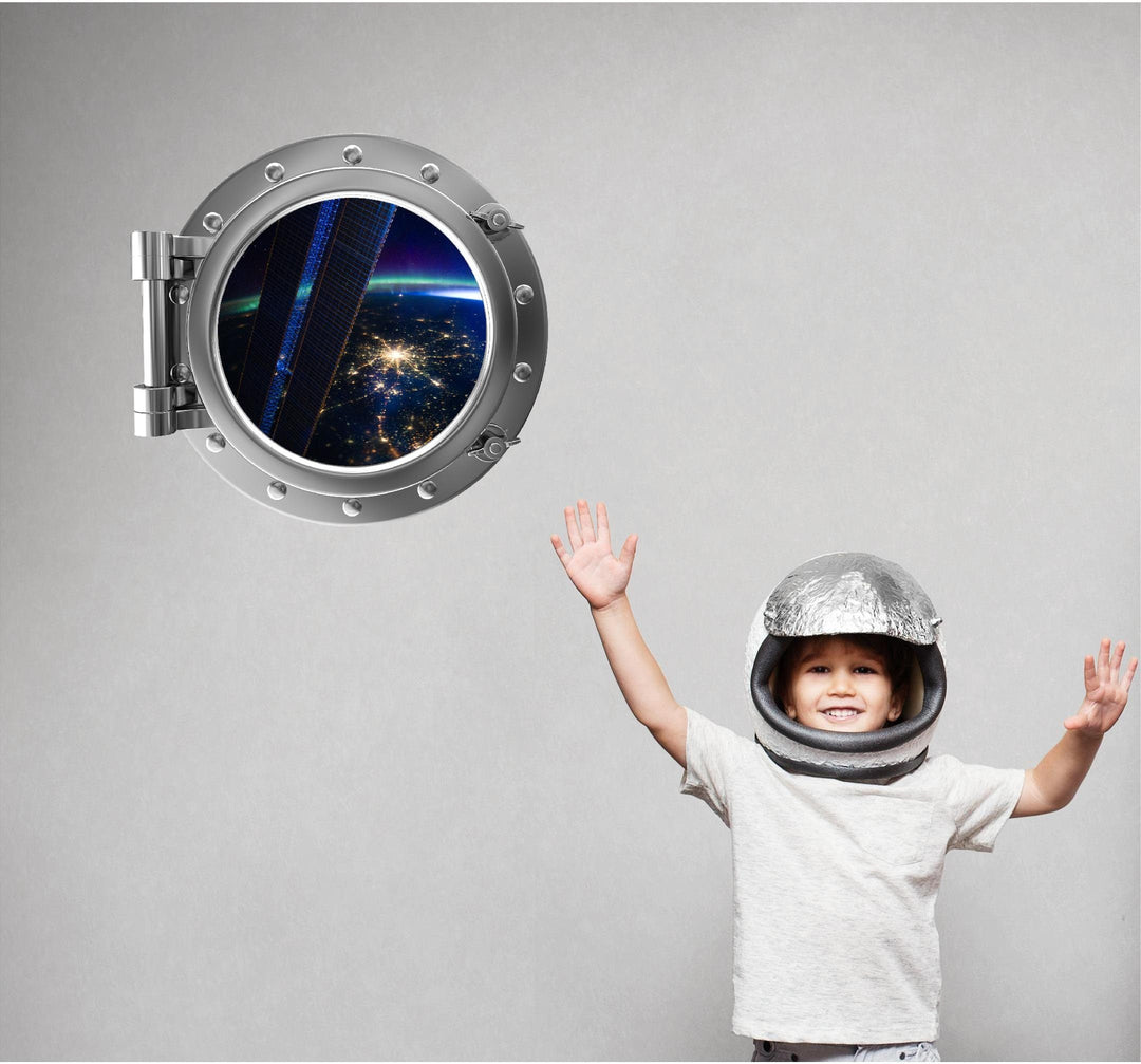 PortScape Earth From Satellite | Space Porthole Window Wall Decal