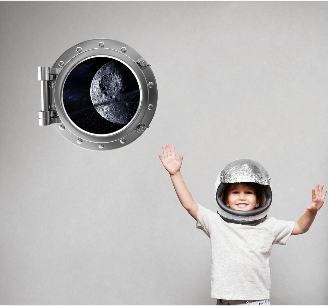 PortScape Pluto & Asteroid Belt | Space Porthole Window Wall Decal