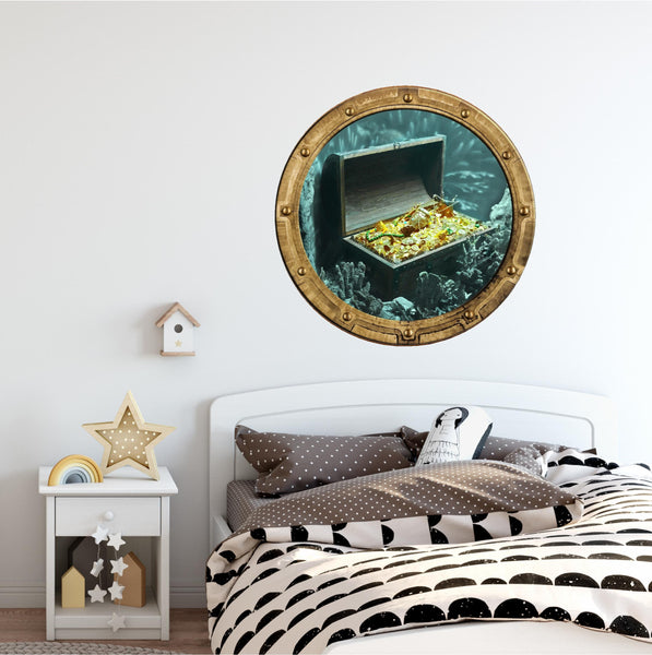 PortScape Sunken Treasure 2 | Ocean Porthole Window Wall Decal