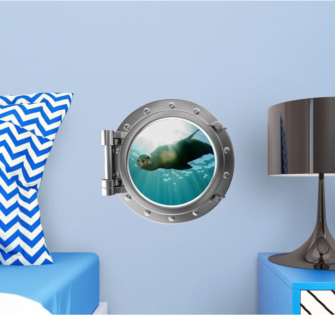 PortScape Sea Lion 1 | Ocean Porthole Window Wall Decal