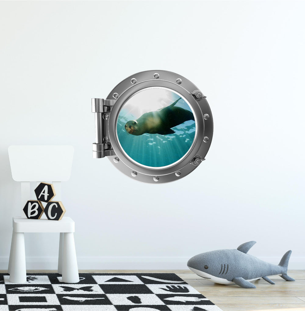 PortScape Sea Lion 1 | Ocean Porthole Window Wall Decal