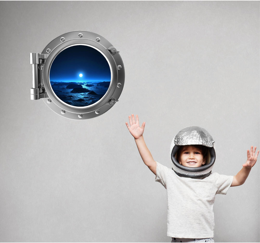 PortScape Ice Planet 1 | Space Porthole Window Wall Decal