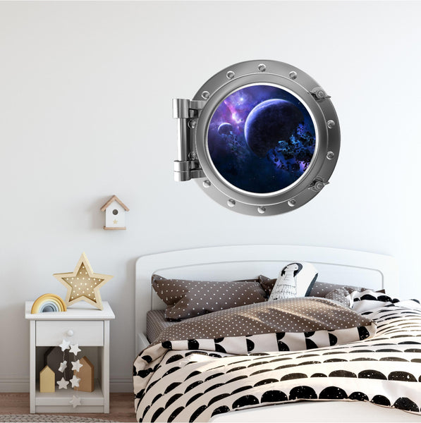PortScape Exploding Planets | Space Porthole Window Wall Decal
