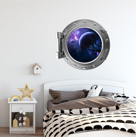 PortScape Exploding Planets | Space Porthole Window Wall Decal
