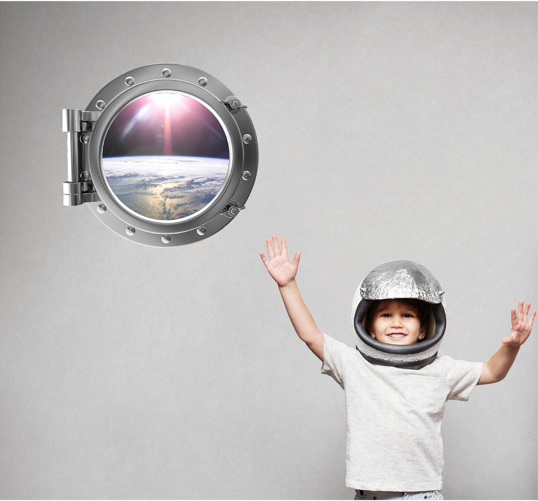 PortScape Orbiting Earth 1 | Space Porthole Window Wall Decal