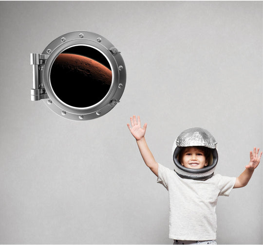 PortScape Orbiting Mars | Space Porthole Window Wall Decal