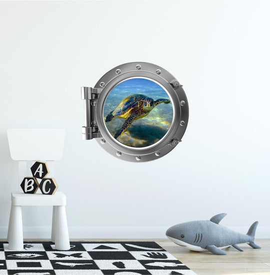 PortScape Sea Turtle 1 | Ocean Porthole Window Wall Decal