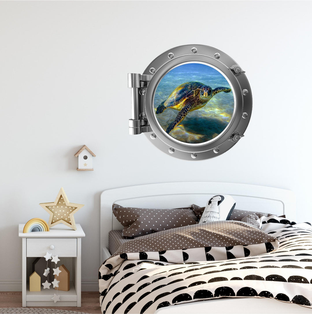 PortScape Sea Turtle 1 | Ocean Porthole Window Wall Decal