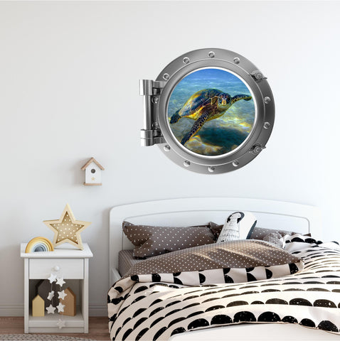 PortScape Sea Turtle 1 | Ocean Porthole Window Wall Decal