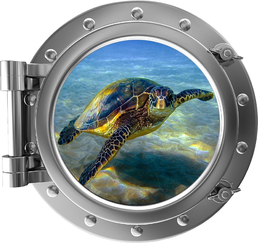 PortScape Sea Turtle 1 | Ocean Porthole Window Wall Decal