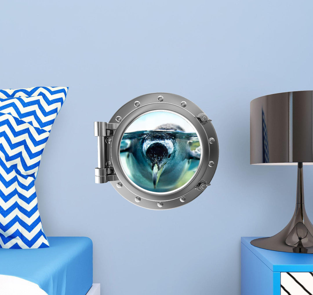 PortScape Penguin 2 | Ocean Porthole Window Wall Decal