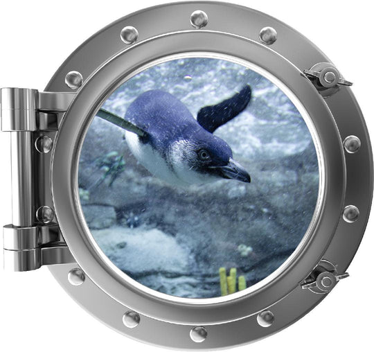 PortScape Penguin Dive 1 | Ocean Porthole Window Wall Decal