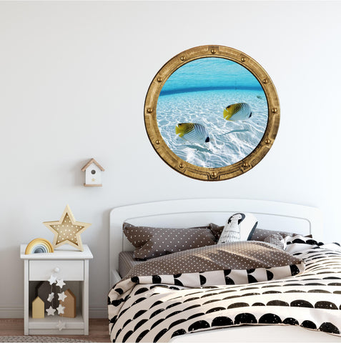 PortScape Shallow Water 2 | Ocean Porthole Window Wall Decal