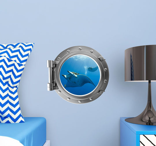 PortScape Devil Rays | Ocean Porthole Window Wall Decal