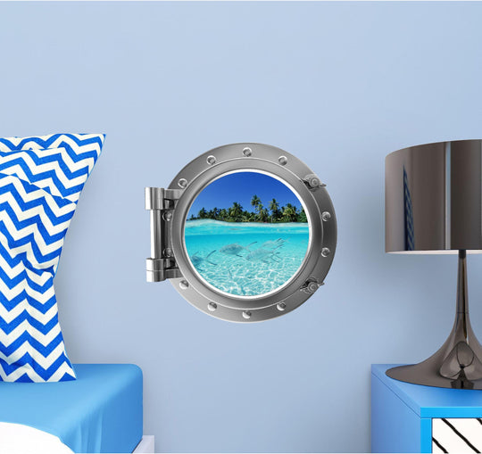PortScape Shallow Water | Ocean Porthole Window Wall Decal