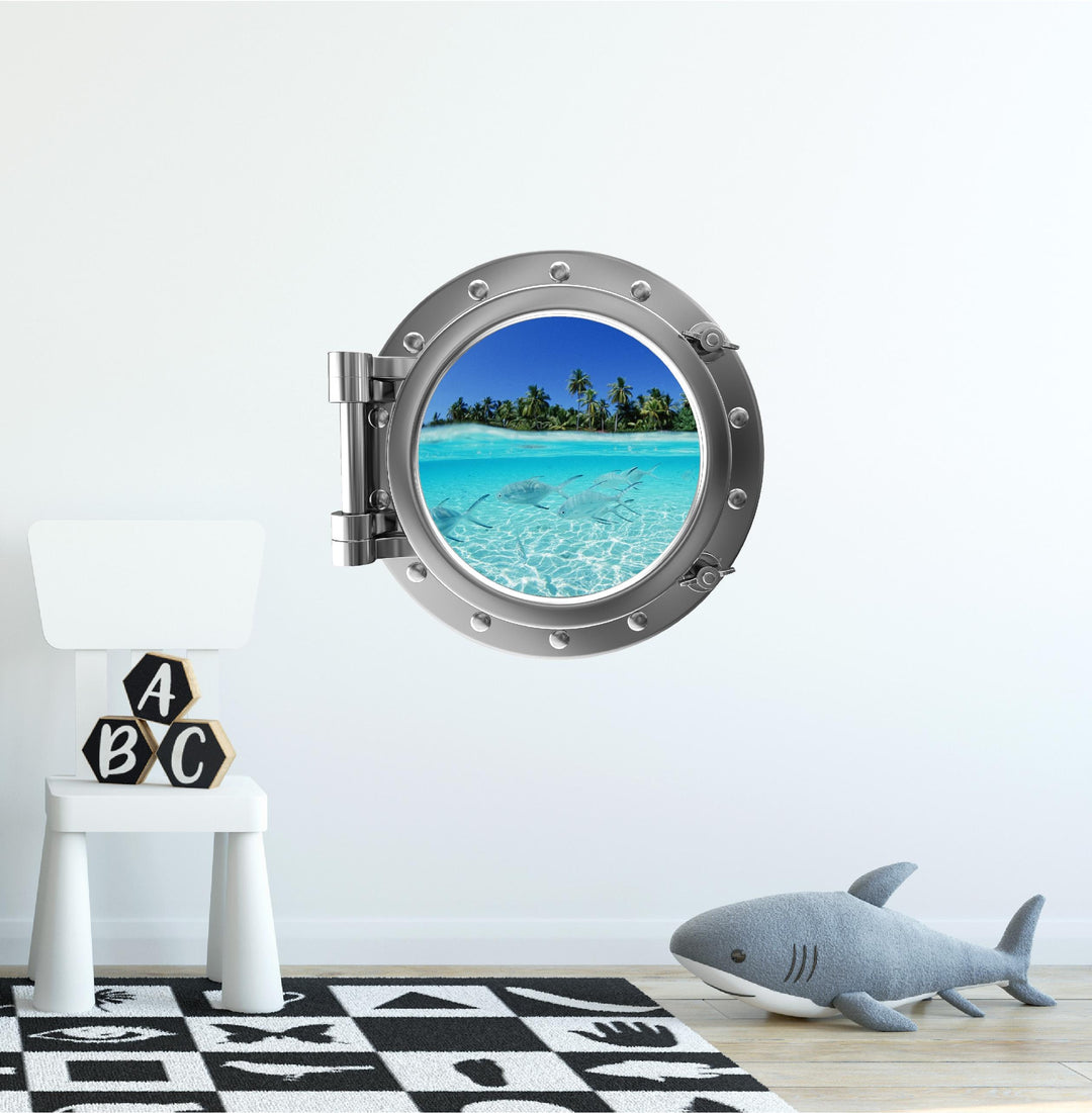 PortScape Shallow Water | Ocean Porthole Window Wall Decal