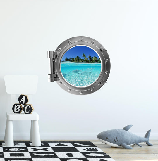 PortScape Shallow Water | Ocean Porthole Window Wall Decal