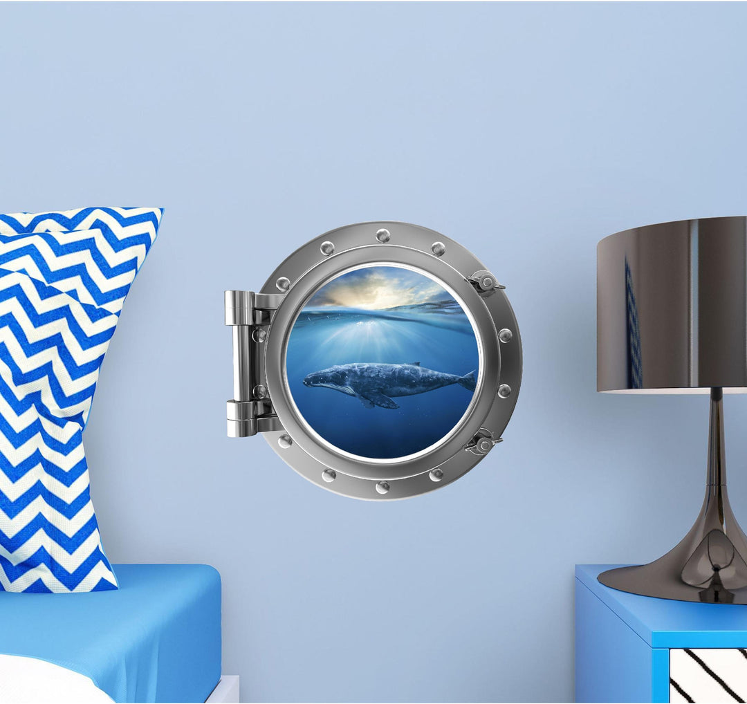 PortScape Humpback Whale 2 | Ocean Porthole Window Wall Decal