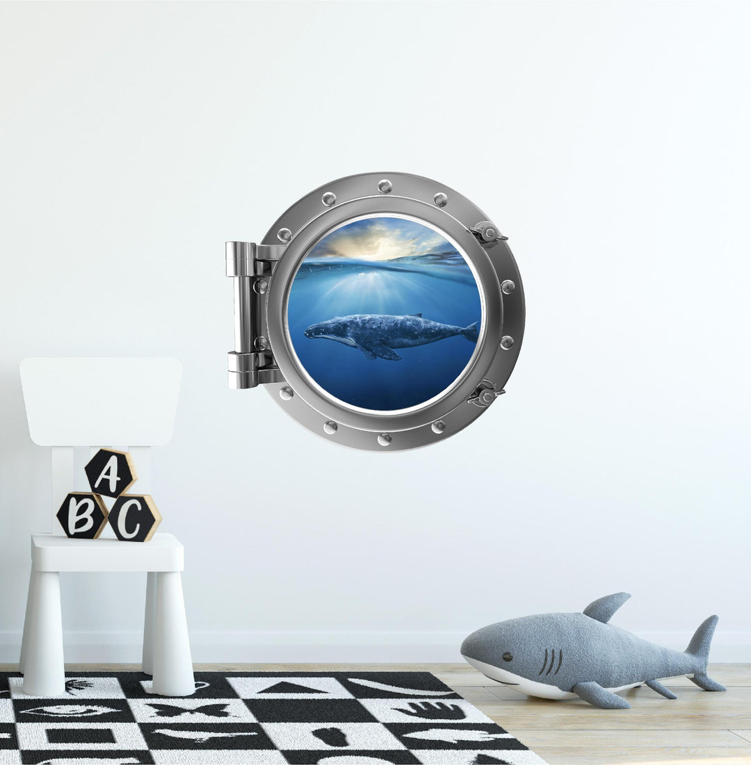 PortScape Humpback Whale 2 | Ocean Porthole Window Wall Decal