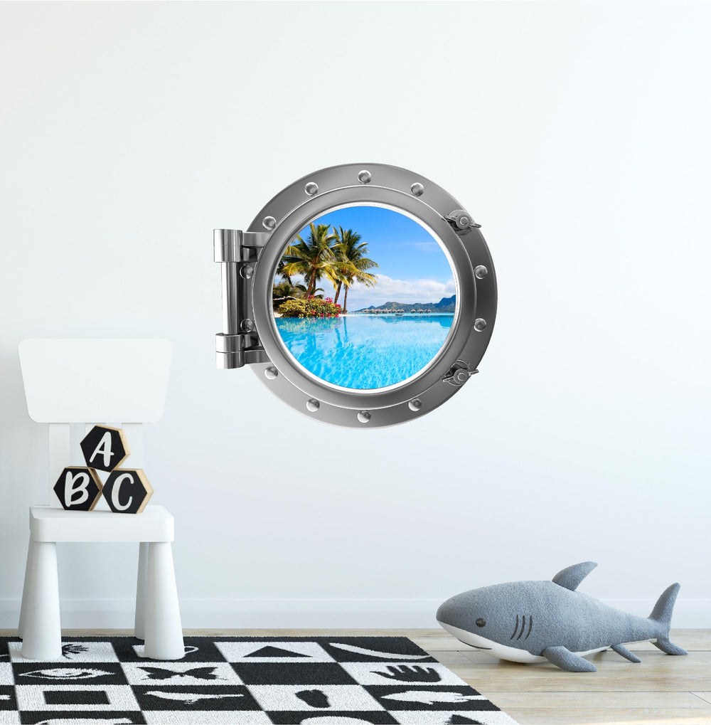 PortScape Tahiti Island Part 1 | Ocean Porthole Window Wall Decal
