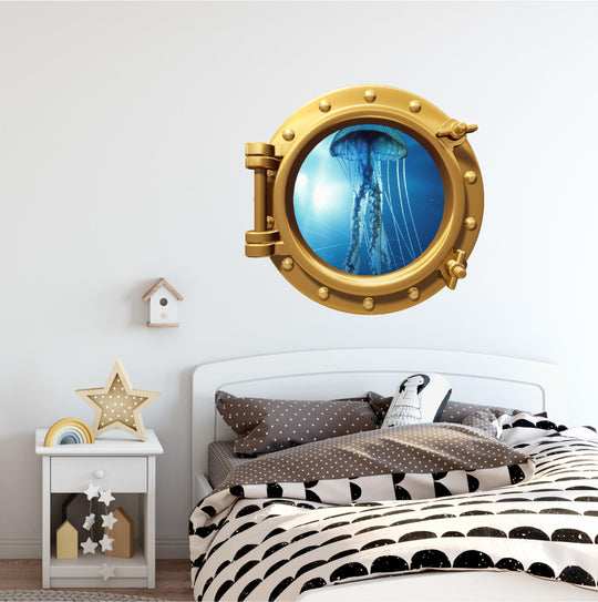PortScape Jellyfish 3 | Ocean Porthole Window Wall Decal
