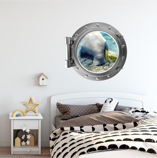 PortScape Dugong | Ocean Porthole Window Wall Decal