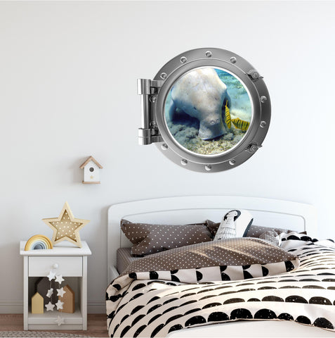 PortScape Dugong | Ocean Porthole Window Wall Decal
