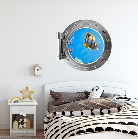 PortScape Tropical Fish | Ocean Porthole Window Wall Decal